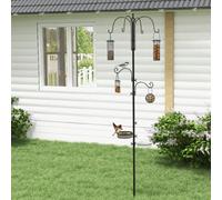 Pawhut Bird Feeding Station Kit Wild Bird Feeder Pole w/ 6 Hooks 4 Prong Bases