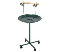 PawHut Bird Perch Stand, T-Stand Bird Training with Perch, Four Wheels, Feeding Bowls, Parrot Stand for Small, Medium Birds, Green Green