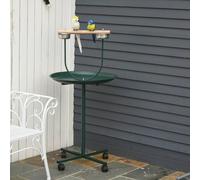 Pawhut Bird Perch Stand, T-Stand Bird Training With Perch, Wheels, Bowls, Green Green
