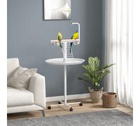 PawHut Bird Table: Elevated, Mobility, Perches, Stainless, Round Tray