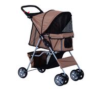 PawHut Brown 4-Wheel Pet Stroller