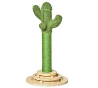 PawHut Cat Tree Cactus Sisal Scratching Post for Indoor Cats 32 x 32 x 60cm | Play Tower, Kitten Furniture, Hanging Ball, Interactive Fun Roller, Exerciser