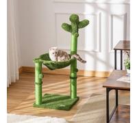 PawHut Cactus Cat Tree Tower Sisal Scratching Post with Hammock 40 x 40 x 96 cm | TJ Hughes