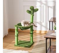 PawHut Cactus Cat Tree Tower for Indoor Cats Sisal Scratching Post with Hammock