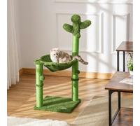 PawHut Cactus Cat Tree Tower Sisal Scratching Post with Hammock 40 x 40 x 96 cm | TJ Hughes