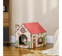 PawHut Cardboard Cat House, Recyclable Corrugate Scratcher for Indoor Cats