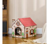 PawHut Cardboard Cat House, Recyclable Corrugate Scratcher for Indoor Cats | Catnip Included, Recyclable Corrugate Scratcher, Cat Scratching Board Pad