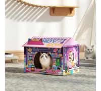 PawHut Cardboard Cat House with Scratching Board & Catnip, Gaming Style