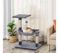 PawHut Cat Activity Tree Kitten Play Tower Palace Two-Tier Scratching Grey