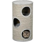 PawHut Cat Barrel Kitten Tree Tower for Indoor Cats, Cat Climbing Frame, Covered in Sisal, Cosy Platform - Light Grey