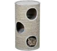 PawHut Cat Barrel Kitten Tree Tower for Indoor Cats, Cat Climbing Frame, Covered in Sisal, Cosy Platform - Light Grey Grey