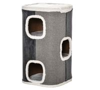 PawHut Cat Barrel Scratching Post Cat Tree for Indoor Cats Kitten Climbing Frame Pet Play Tower Soft Plush & Lamb Fleece Grey Grey