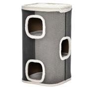 PawHut Cat Barrel Scratching Post Cat Tree for Indoor Soft Plush Grey
