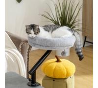 PawHut Cat Bed for Desk, 360? Rotatable Adjustable Cat Nest Hammock, Grey