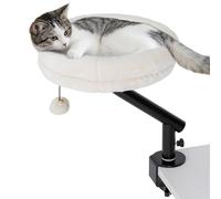 PawHut Cat Bed for Desk 360° Rotatable Adjustable Cat Desk Bed Cream White