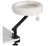 Pawhut Cat Bed For Desk, 360° Rotatable Adjustable Cat Nest Hammock In Cream Cream