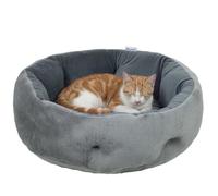 PawHut Cat Bed, Reversible Dog Pet Bed for Indoor Cats and Small Dogs, Round Bed with Supportive Bolster, Dark Grey