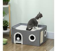 PawHut Cat Cave with Fluffy Ball and Scratch Pad for Indoor Pets