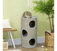 PawHut Cat Climbing Frame, Covered with Sisal, Cosy Platform - Light Grey