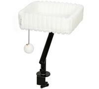 PawHut Cat Desk Bed, 360° Rotatable Raised Cat House for Desk, Window, Soft Kitten Hammock with Hanging Ball, White