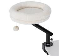 PawHut Cat Desk Bed, Cat Hammock 360° Rotatable Adjustable for Window, Table, Work, Cream White