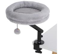 PawHut Cat Desk Bed, Cat Hammock 360° Rotatable Adjustable for Window, Table, Work, Grey