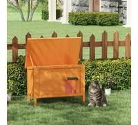 Pawhut Outdoor Feral Cat House Insulated W/ Openable Roof - Orange