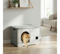 PawHut Cat House Stackable Cat Bed for Indoor Outdoor Grey - Cat House - 53.5L x 41W x 39H cm - Grey