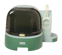 PawHut 2 In 1 Cat Litter Tray w/ Drawer Pans, Scoop, Openable Cover - Green - Green - PP, PC - 1