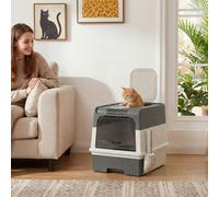 Pawhut Cat Litter Box, Enclosed Cat Litter Box W/ Lid, Pull-Out Drawer Tray