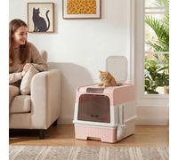 Pawhut Cat Litter Box, Enclosed Cat Litter Box W/ Lid, Pull-Out Drawer Tray