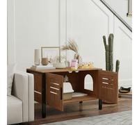 PawHut Cat Litter Box Enclosure w/ Tall Legs, Scratching Board, Dark Brown