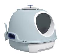 PawHut Cat Litter Box Toilet with Litter Scoop Enclosed Drawer Blue