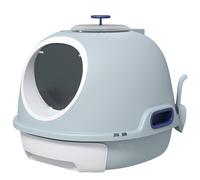 Pawhut Cat Litter Box Toilet With Litter Scoop Enclosed Drawer Skylight In Blue Blue