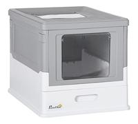 PawHut Cat Litter Box w/Pull-Out Drawer Pan for Medium Cats Grey