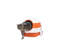 PawHut Cat Litter Box with Lid, Covered Litter Box w/ High Sides, Air Freshener, Large Two-Way Entrance Kitty Litter Box, Foldable, Easy Clean, Orange