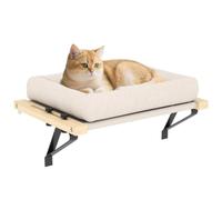 PawHut Cat Radiator Bed Adjustable Cat Hammock Solid Wood Cream White