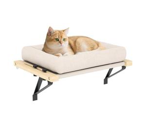 PawHut Cat Radiator Bed Adjustable Cat Hammock Solid Wood Cream White | Hanging Design, Frame, Removable Machine Washable Cushion, for Indoor Kittens