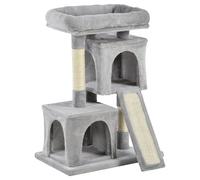 PawHut Cat Tree for Indoor Cats 83cm Cat Scratching Post Scratch Board Kitten Tower Climbing Frame Grey