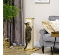 Pawhut Cat Scratch Post 80Cm Tall, With Sisal Hanging Ball Toy, Oak Beige
