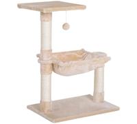 PawHut Cat Scratch Post with Bed Cat Tree for Indoor Kittens Beige | Sisal Scratching Posts Hammock Kitty Activity Centre