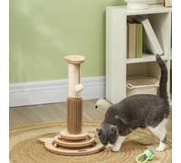 Pawhut Cat Scratching Post 5-in-1 Sisal with Interactive Track Ball 49 cm Oak Tone