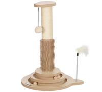 Pawhut Cat Scratching Post 5-in-1 Sisal with Interactive Track Ball 49 cm Oak Tone