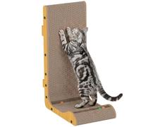 PawHut Cat Scratcher with 3 Toy Balls for Indoor Kittens L Shape 57.5H cm