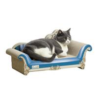 Pawhut 2 In1 Cat Scratcher With Catnip, Cardboard Lounge Bed, Blue Blue