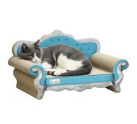 Pawhut 2 In 1 Cardboard Cat Scratching Board With Catnip For Indoor Cats In Blue Blue