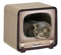 PawHut TV Shape Cat Scratching Board with Catnip, for Indoor Cats, Brown