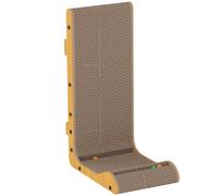 PawHut Cat Scratching Board Wall Mounted Cat Scratcher Corrugated 3 Toy Balls 39 x 23.5 x 57.5 cm Brown