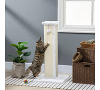 PawHut 81cm Cat Scratching Post w/ Sisal Rope - Hanging Ball Soft Plush - White | TJ Hughes
