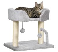 PawHut Cat Scratching Post Cat Tree Tower With Bed for Indoor Cats Scratcher Toy Balls 48 x 38 x 42cm - Light Grey